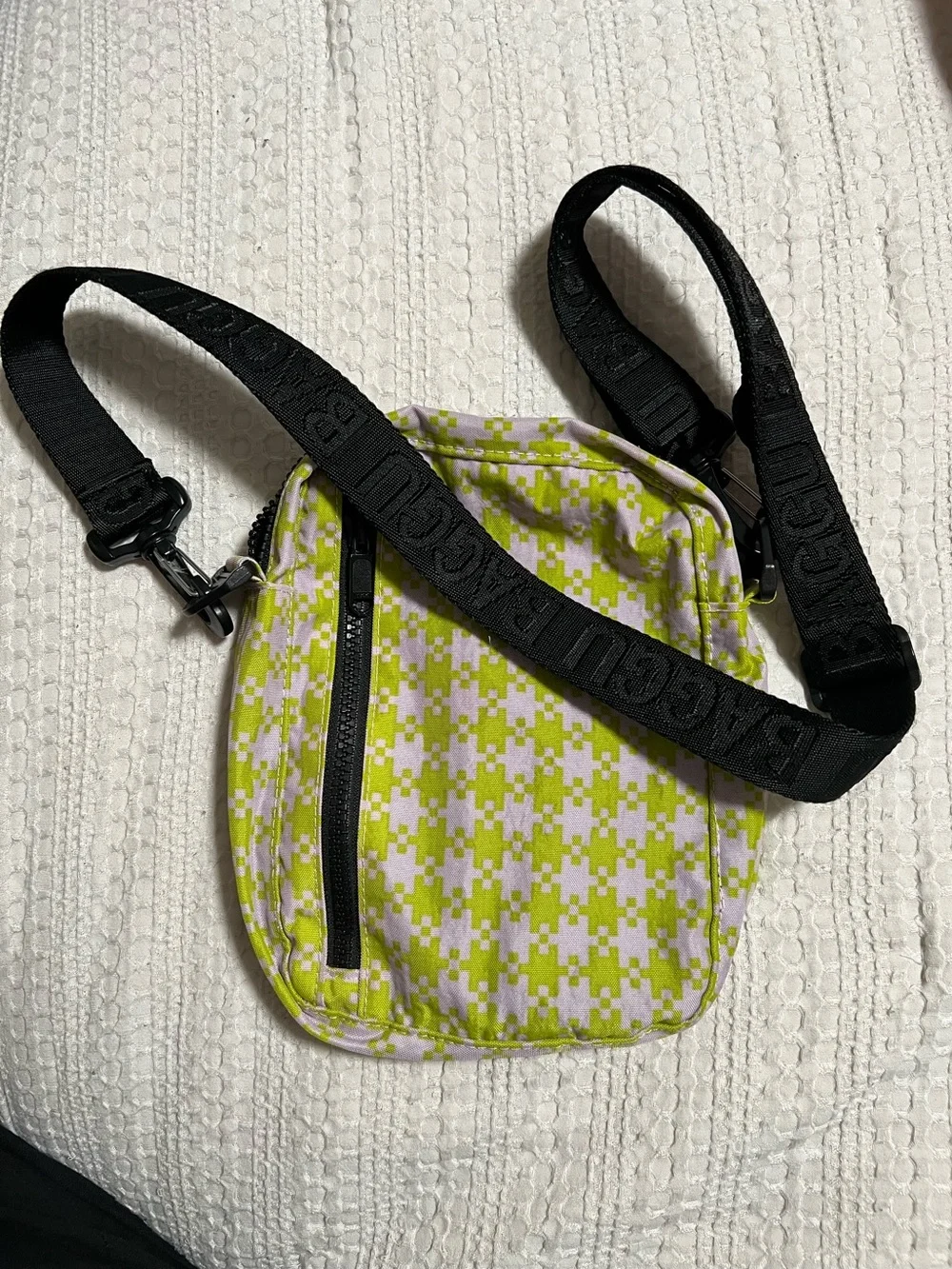 Baggu Pink and Pistachio Pixel Gingham Nylon crossbody Bag